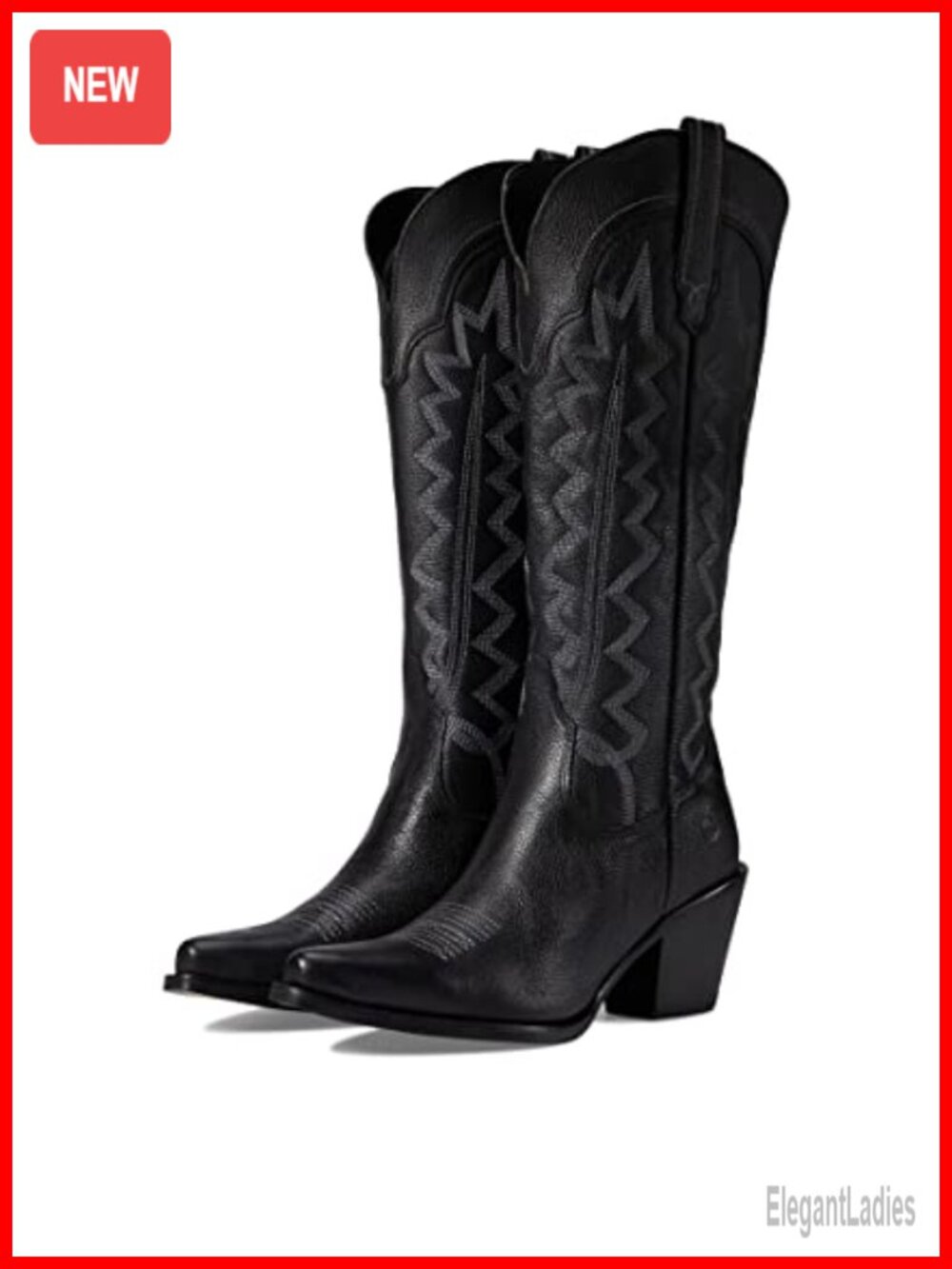 Leather High Cotton Embroidered Snip Toe Pull On Knee High Boots